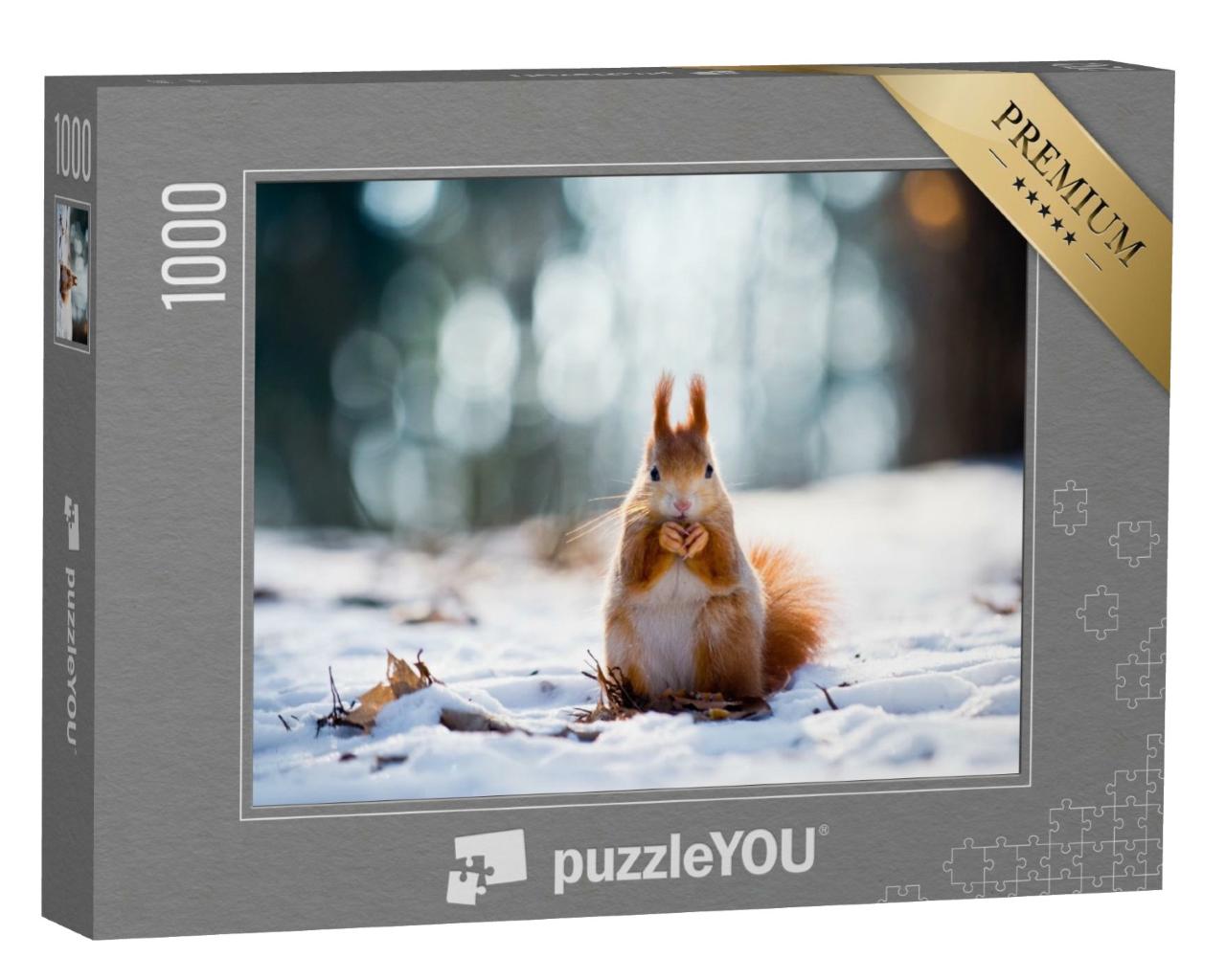 Puzzle de 1000 pièces « Un écureuil dans la forêt hivernale »