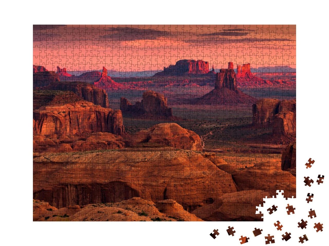 Puzzle de 1000 pièces « Lever de soleil à Hunts Mesa, Monument Valley, Arizona, États-Unis »