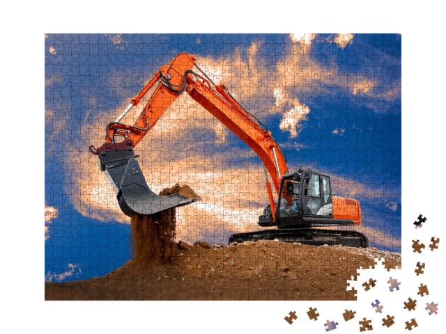 Puzzle de 1000 pièces « Pelleteuse au travail sur un chantier »
