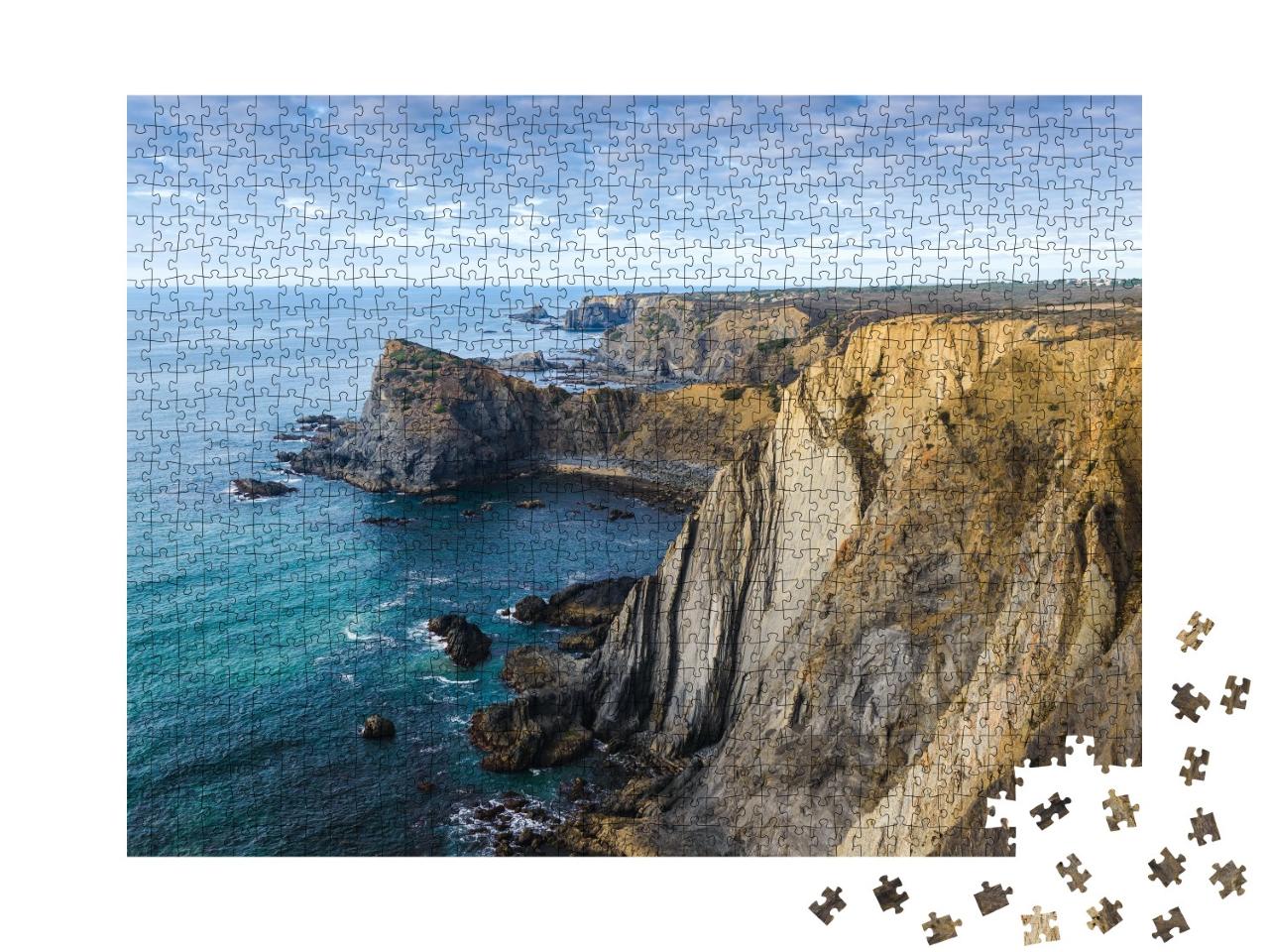 Puzzle de 1000 pièces « Côte rocheuse dans le parc naturel sur la côte Vicentina, Algarve, Portugal »