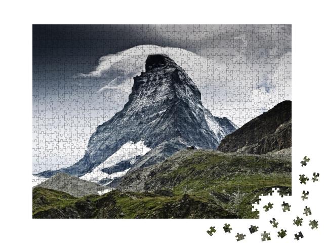 Puzzle de 1000 pièces « Temps dramatique au-dessus du Cervin, symbole de la Suisse »