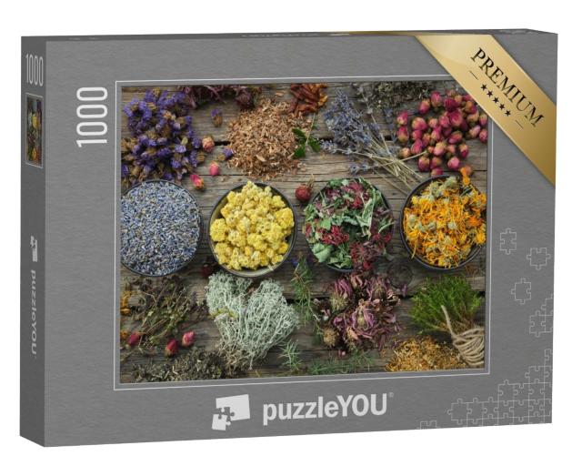 Puzzle de 1000 pièces « Bols d'herbes médicinales séchées »