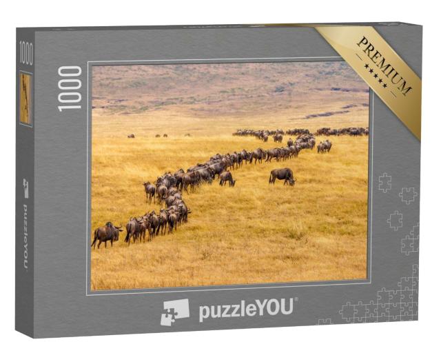 Puzzle de 1000 pièces « Migration des gnous dans la savane africaine »