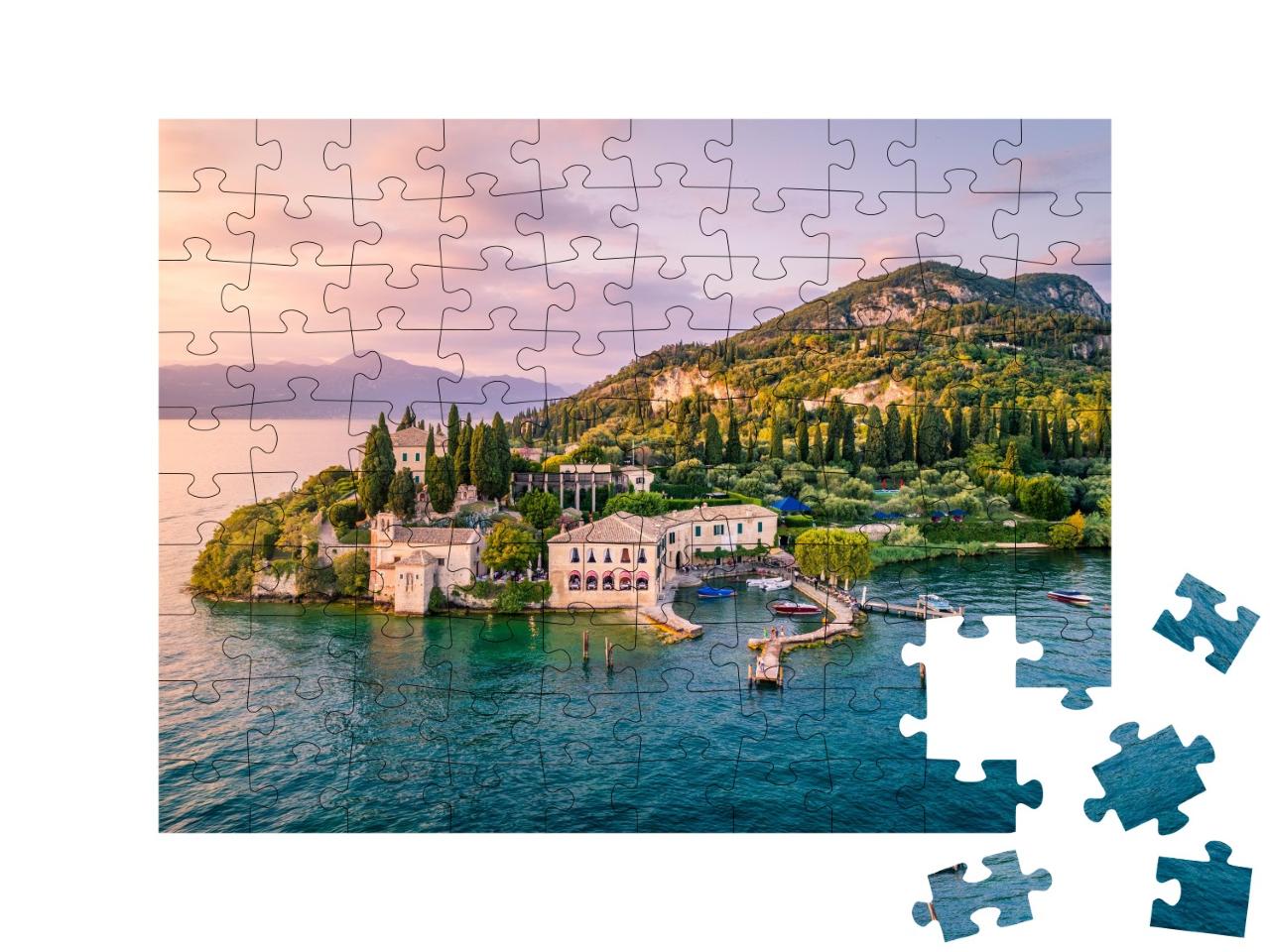 Puzzle de 100 pièces « Punta San Vigilio sur le lac de Garde, Italie »
