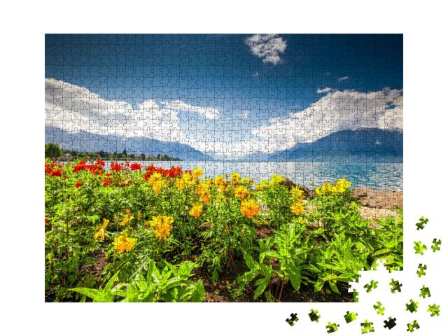 Puzzle de 1000 pièces « Lac Léman et vignoble de la région de Lavaux, Suisse »