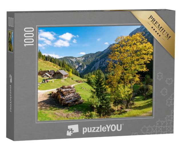 Puzzle de 1000 pièces « Vue panoramique sur le village de montagne Hochschwab »