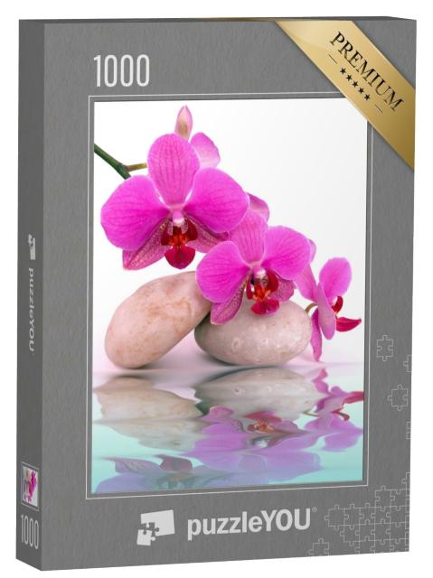 Puzzle de 1000 pièces « Pierres de spa et fleurs d'orchidée »