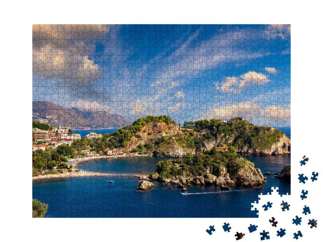 Puzzle de 1000 pièces « Isola Bella dans la mer bleue azur, Taormina, Sicile »