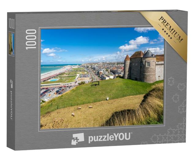 Puzzle de 1000 pièces « Vue panoramique sur la ville de Dieppe, port de pêche sur la Manche. »