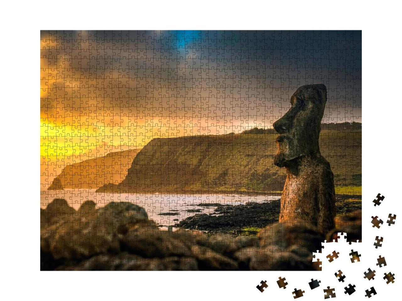Puzzle de 1000 pièces « Ancienne statue de pierre Moai sur l'île de Pâques »