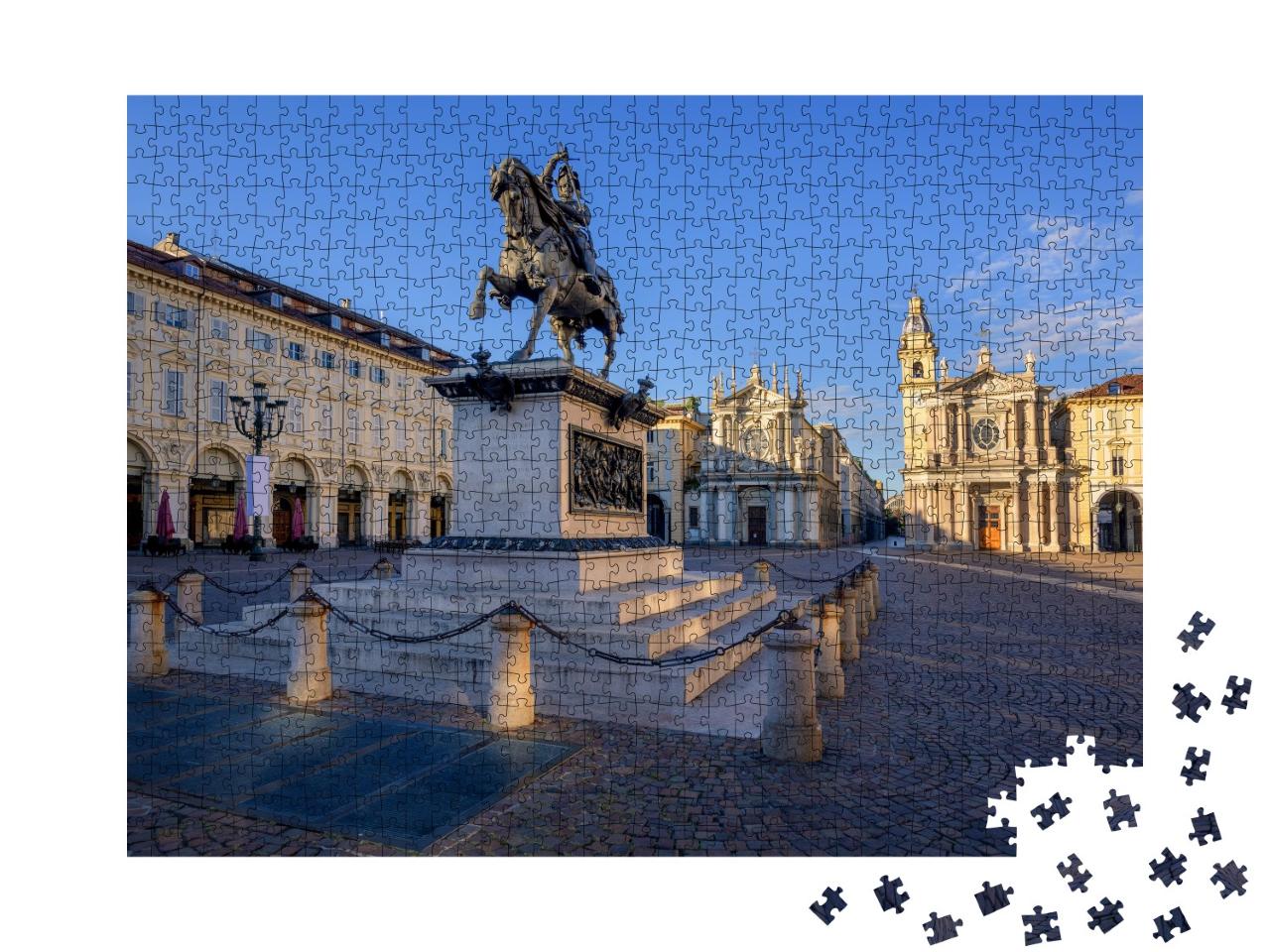 Puzzle de 1000 pièces « Piazza San Carlo et le monument en bronze d'Emmanuel Philibert à Turin »