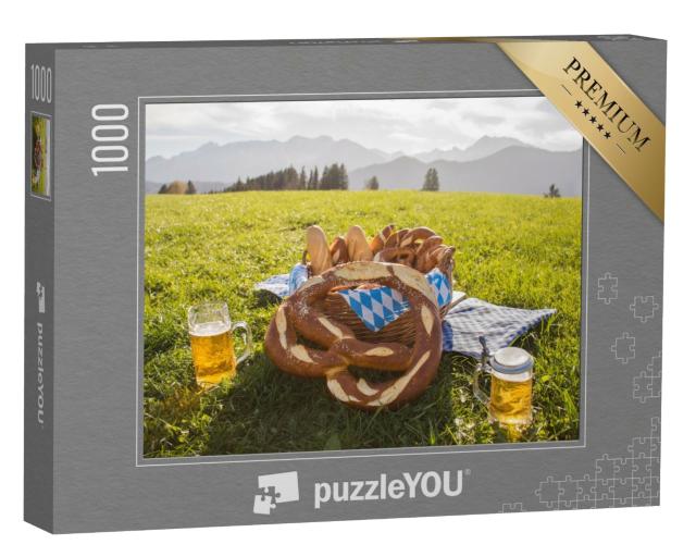 Puzzle de 1000 pièces « Bretzels à la bière, casse-croûte en Bavière, Allgäu, Allemagne »