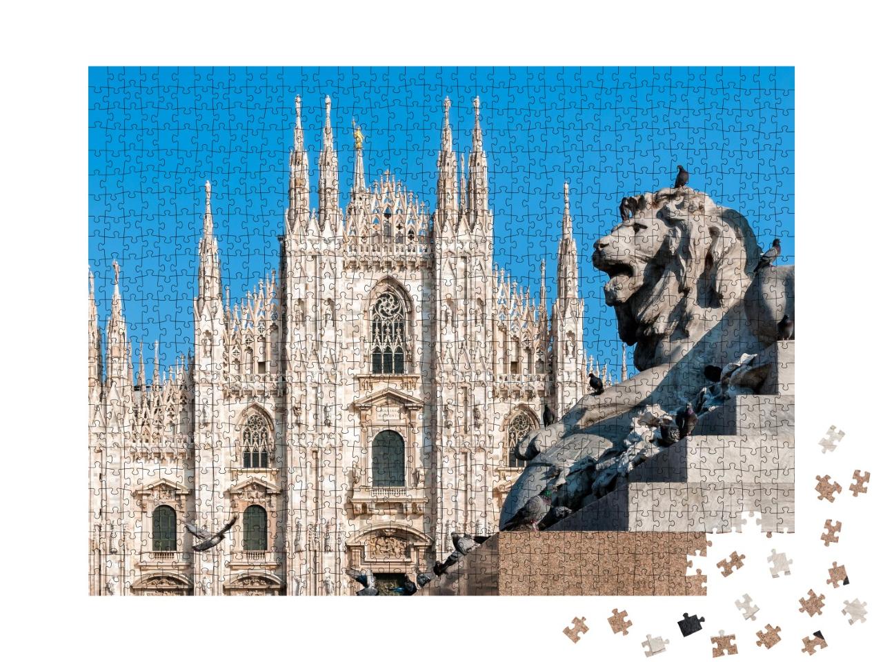 Puzzle de 1000 pièces « Dôme de Milan avec le monument du Lion, Italie »
