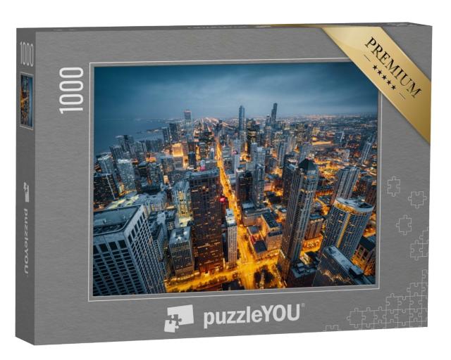 Puzzle de 1000 pièces « L'horizon de Chicago la nuit »