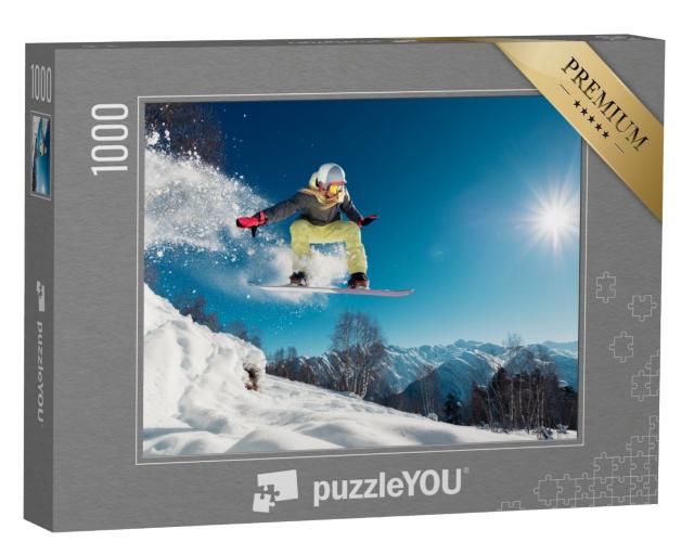 Puzzle de 1000 pièces « Snowboardeuse en train de sauter »