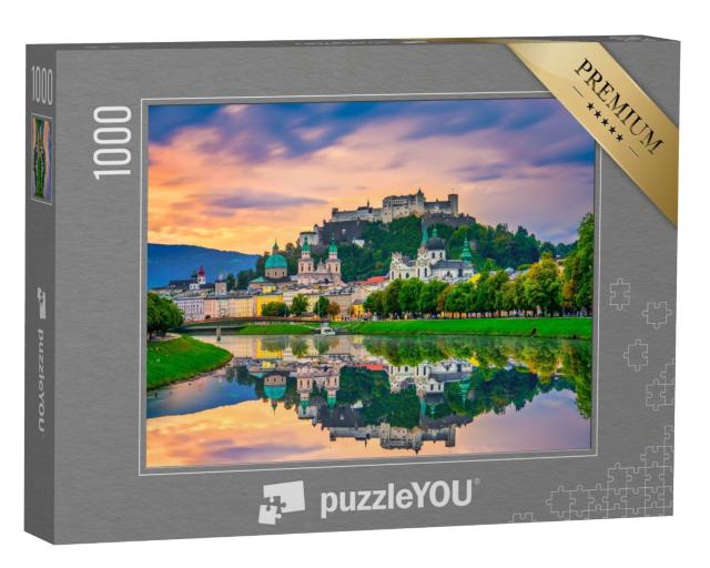 Puzzle de 1000 pièces « Lever de soleil sur la ligne d'horizon de Salzbourg, Autriche »