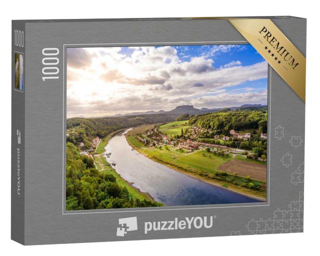 Puzzle de 1000 pièces « Vue de l'Elbe et de Rathen depuis le Bastei, Allemagne »