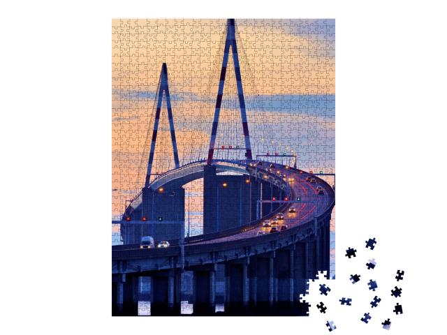 Puzzle de 1000 pièces « Le pont de Saint-Nazaire sur la côte atlantique française »