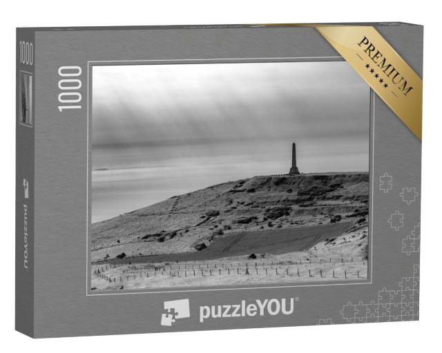 Puzzle de 1000 pièces « Photographie de paysage en noir et blanc du Cap Blanc Nez »