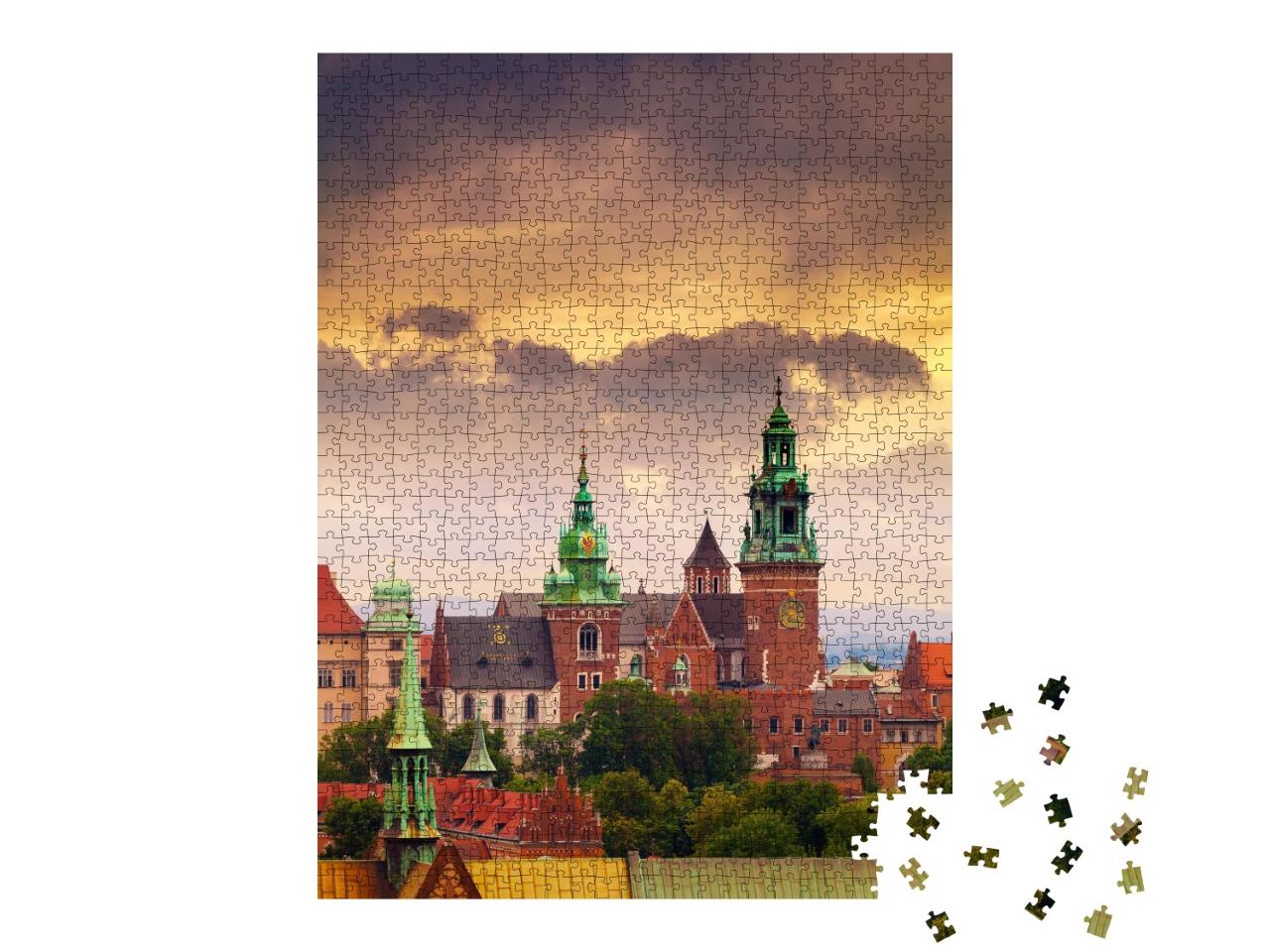 Puzzle de 1000 pièces « Vue panoramique du château de Wawel depuis la Tour de l'Horloge, Cracovie, Pologne »