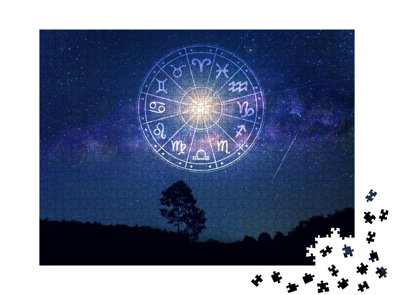 Puzzle de 1000 pièces « Signes du zodiaque au sein du cercle horoscopique, astrologie »