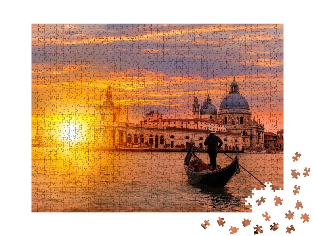 Puzzle de 1000 pièces « Gondolier avec gondole sur un canal, Venise, Italie »