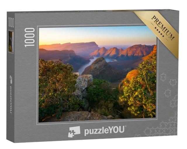 Puzzle de 1000 pièces « Coucher de soleil sur les Rondavels avec la rivière Blyde, Afrique du Sud »
