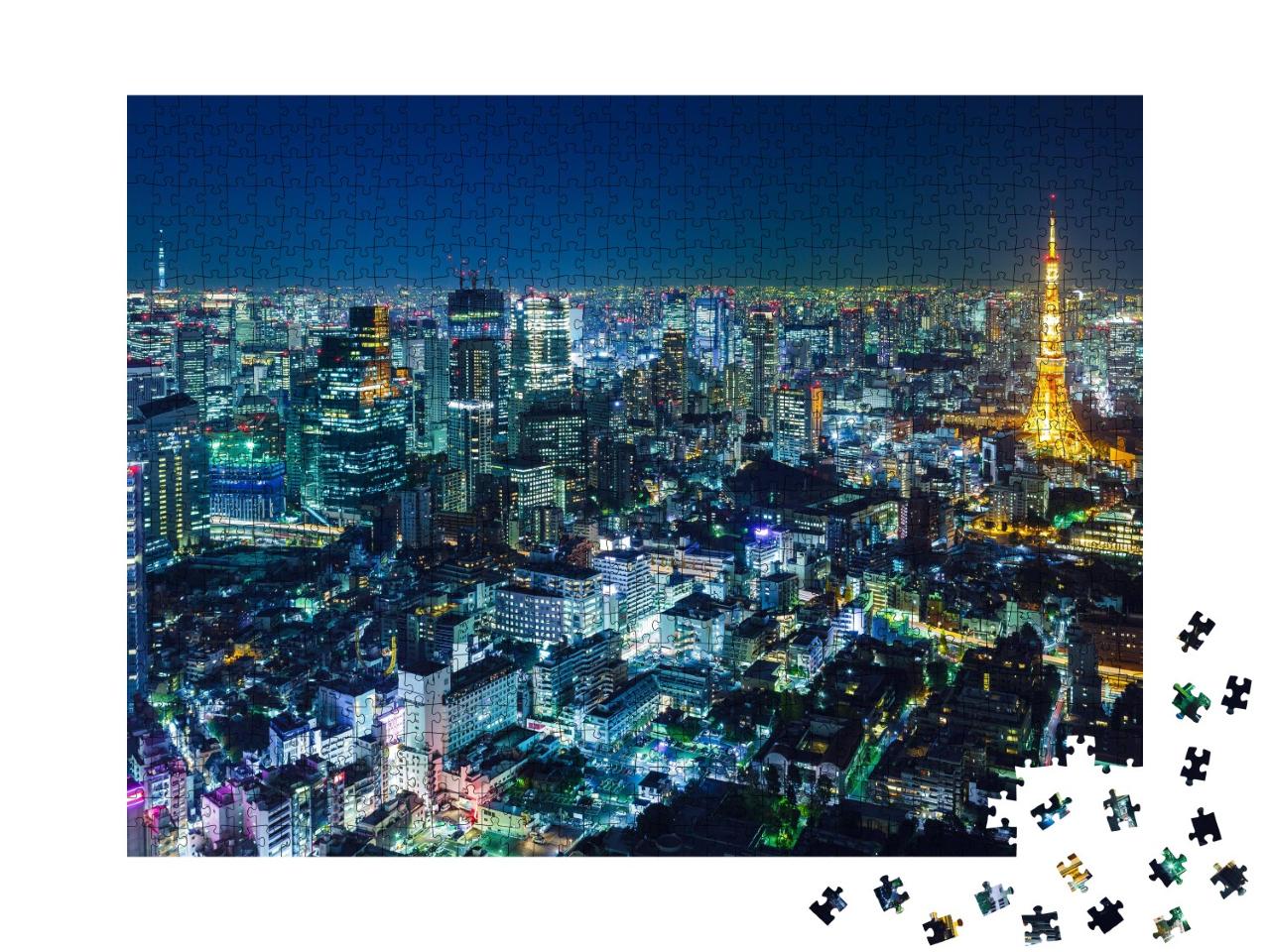 Puzzle de 1000 pièces « Skyline de Tokyo la nuit »
