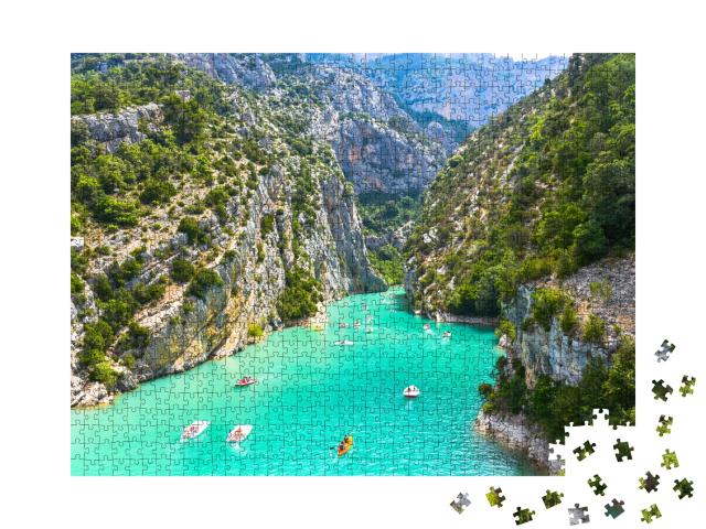 Puzzle de 1000 pièces « Gorges du Verdon au lac de Sainte-Croix, département des Alpes-de-Haute-Provence, Provence-Alpes-Côte d'Azur »