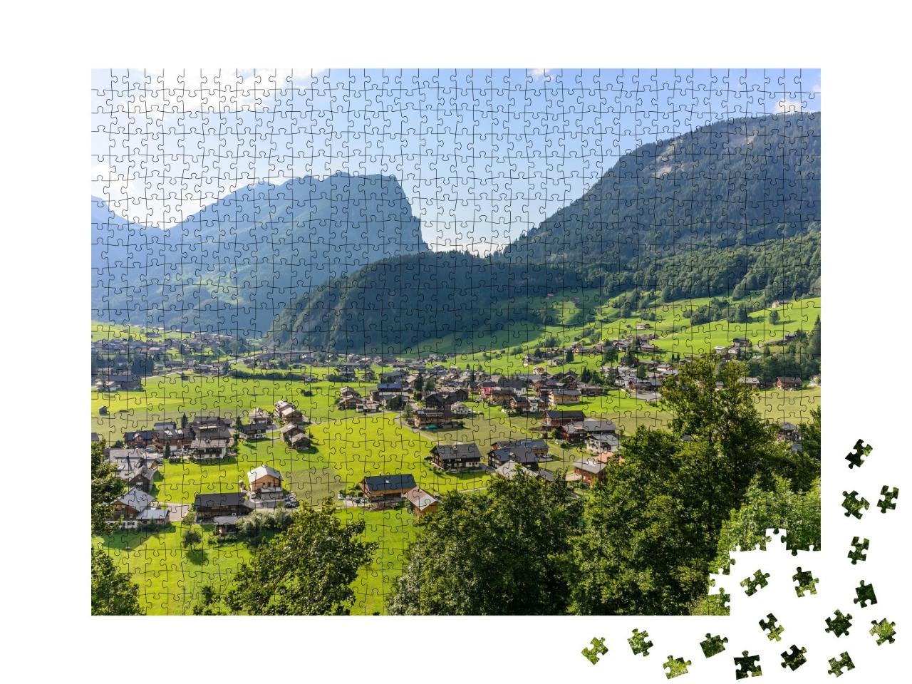 Puzzle de 1000 pièces « Vue panoramique sur Schoppernau, Vorarlberg, Autriche »