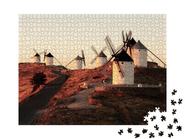 Puzzle de 1000 pièces « Les moulins à vent de Consuegra, Castille-La Manche, Espagne »