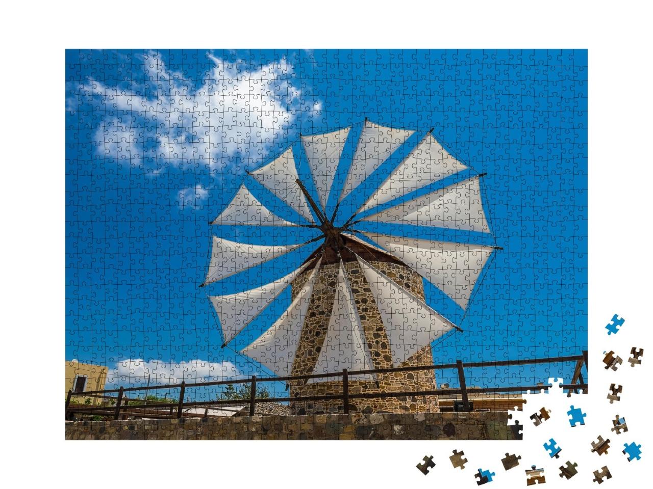 Puzzle de 1000 pièces « Le vieux moulin à vent à Antimachia village Kos île Grèce »