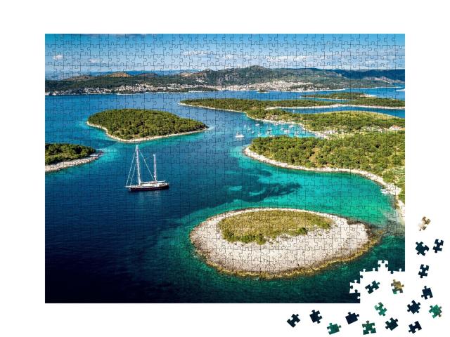 Puzzle de 1000 pièces « Magnifiques îles Paklinski à Hvar, Croatie »