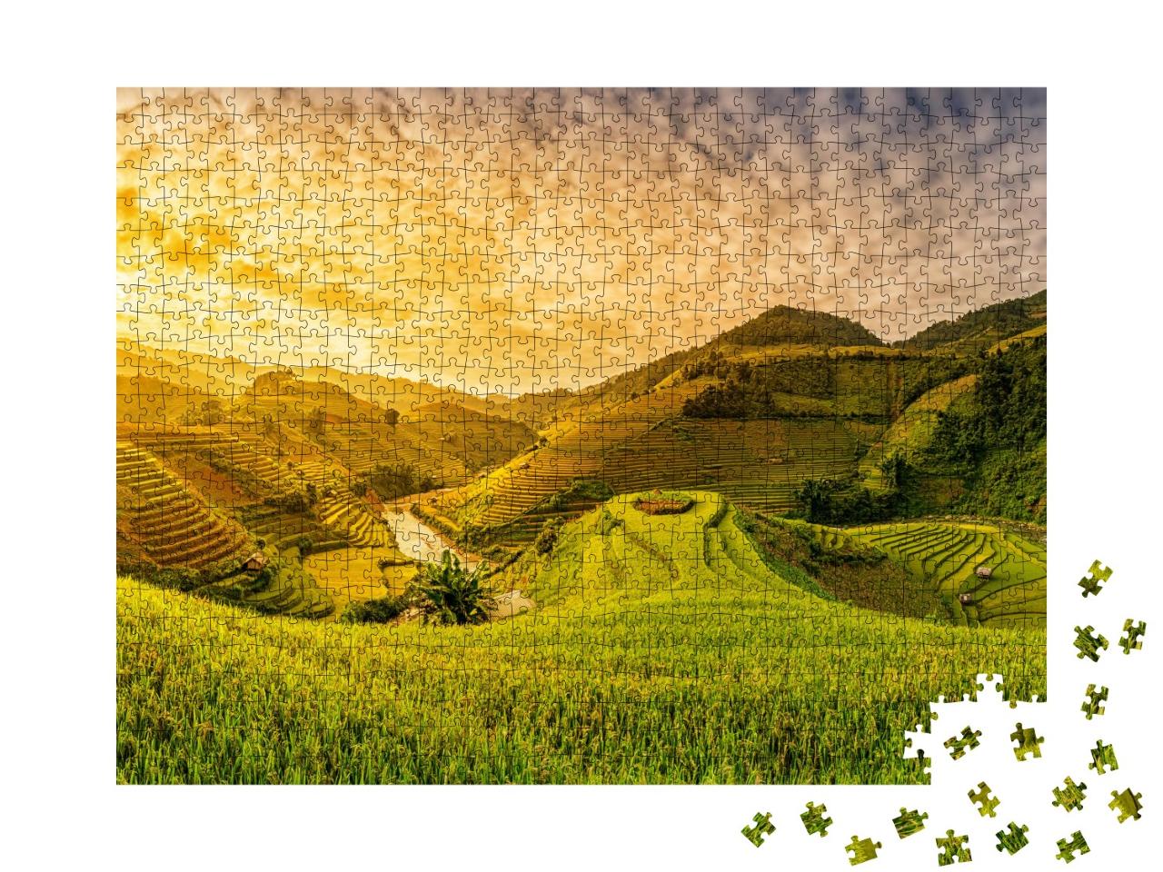 Puzzle de 1000 pièces « Rizières vertes en terrasses à Muchangchai, Vietnam »