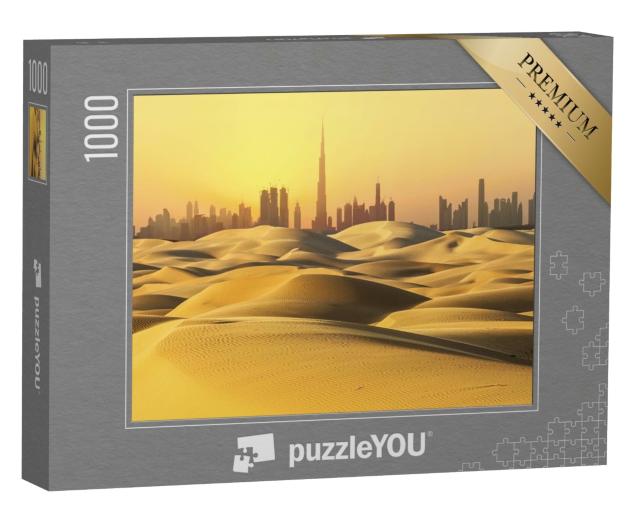 Puzzle de 1000 pièces « Skyline de Dubaï : le désert au coucher du soleil »