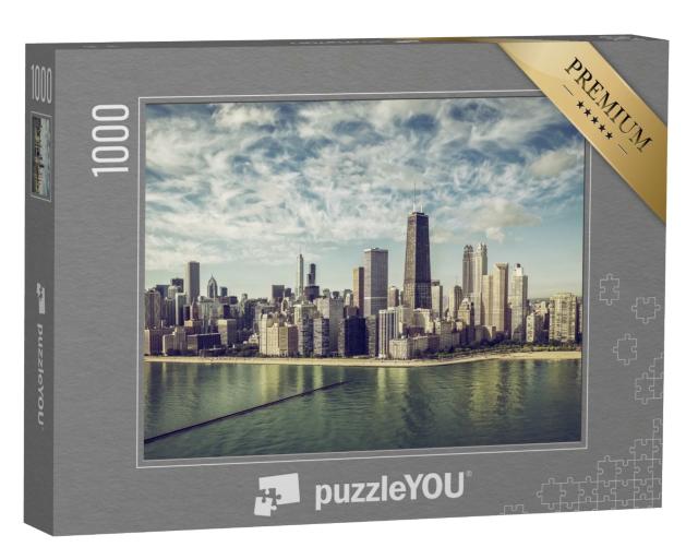 Puzzle de 1000 pièces « L'horizon de Chicago et les gratte-ciel sur la plage, États-Unis »