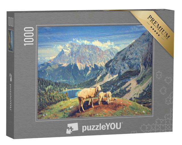 Puzzle de 1000 pièces « dans le style de Paul-Cezanne - Seebensee et Coburger Hütte - Collection de puzzles Artistes & Tableaux »