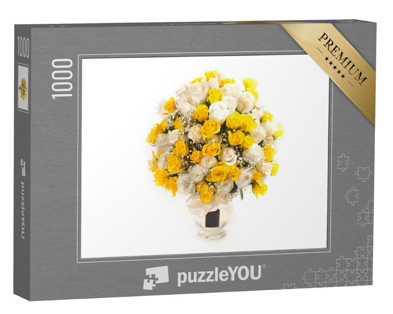 Puzzle de 1000 pièces « Bouquet de roses jaunes et blanches »