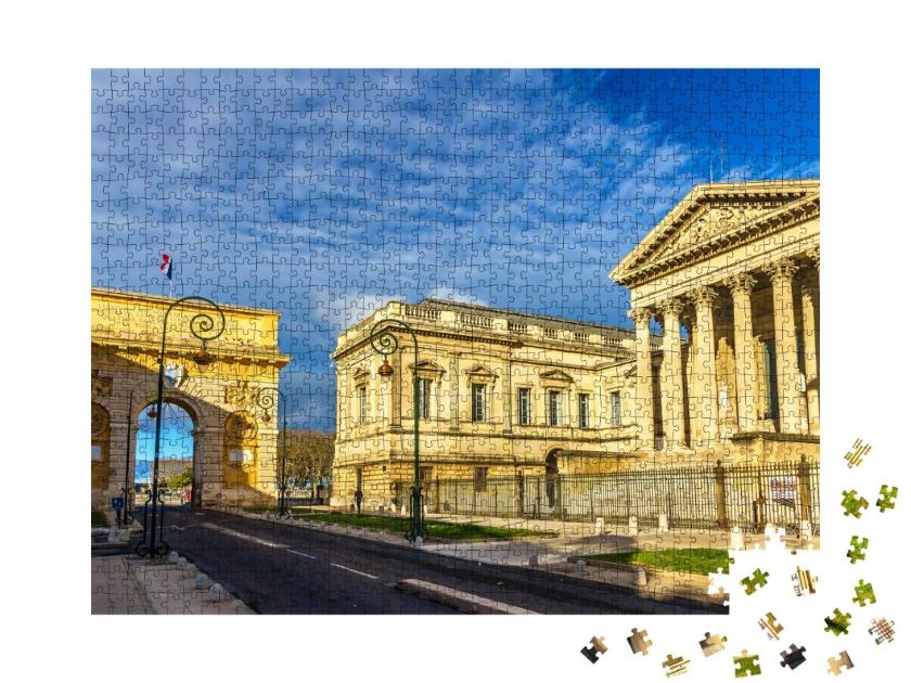Puzzle de 1000 pièces « Porte du Peyrou et Palais de Justice à Montpellier - France »