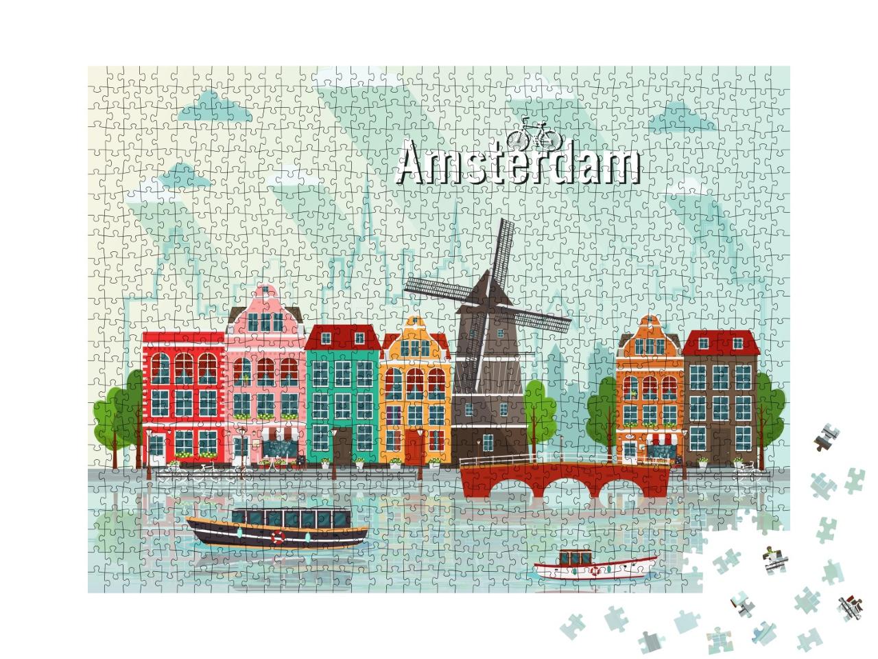Puzzle de 1000 pièces « Illustration vectorielle d'Amsterdam »