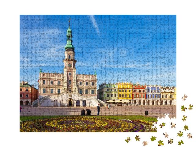 Puzzle de 1000 pièces « Marché principal de la vieille ville de Zamosc, Pologne »