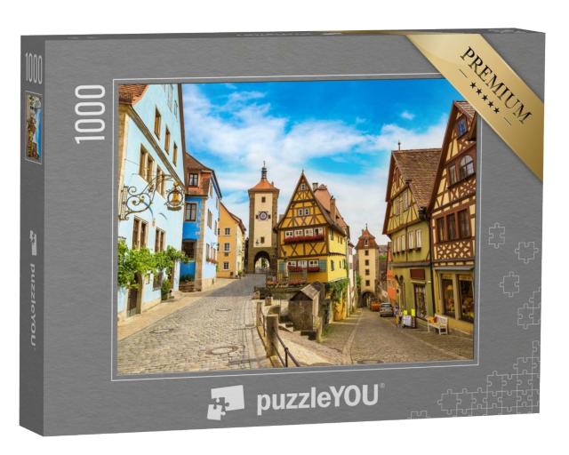 Puzzle de 1000 pièces « Vieille route médiévale à Rothenburg ob der Tauber, Allemagne »