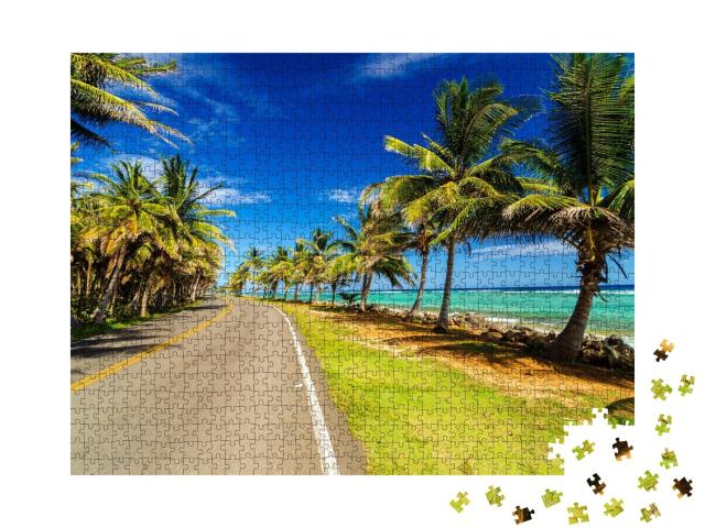 Puzzle de 1000 pièces « Autoroute à côté de la mer turquoise des Caraïbes, Colombie »