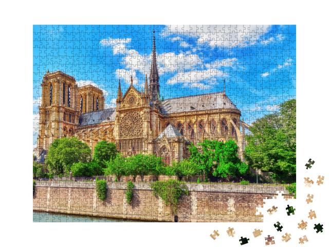 Puzzle de 1000 pièces « Cathédrale Notre-Dame vue de la Seine, Paris, France »