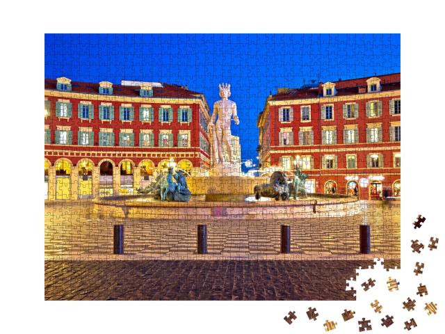 Puzzle de 1000 pièces « Nice : Place Massena le soir, France »