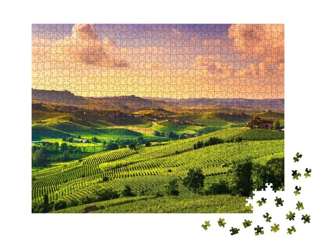 Puzzle de 1000 pièces « Vignobles dans le Piémont, Italie »