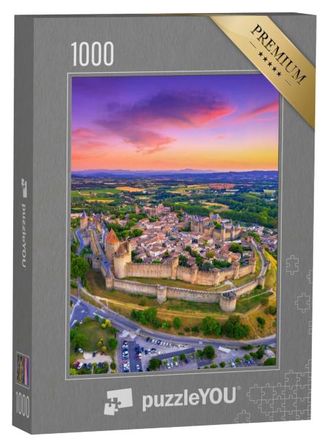 Puzzle de 1000 pièces « Cité médiévale de Carcassone au coucher du soleil, France »
