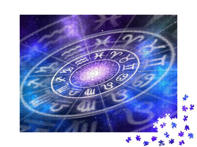 Puzzle de 1000 pièces « Signes du zodiaque au sein du cercle horoscopique, astrologie, horoscopes »