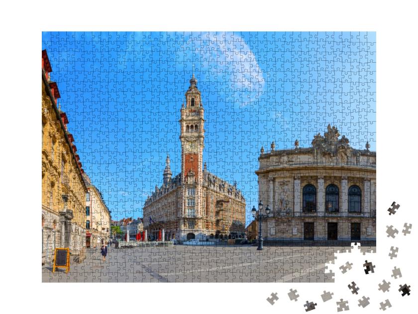 Puzzle de 1000 pièces « Vue de l'Opéra et de la Chambre de commerce à Lille France »
