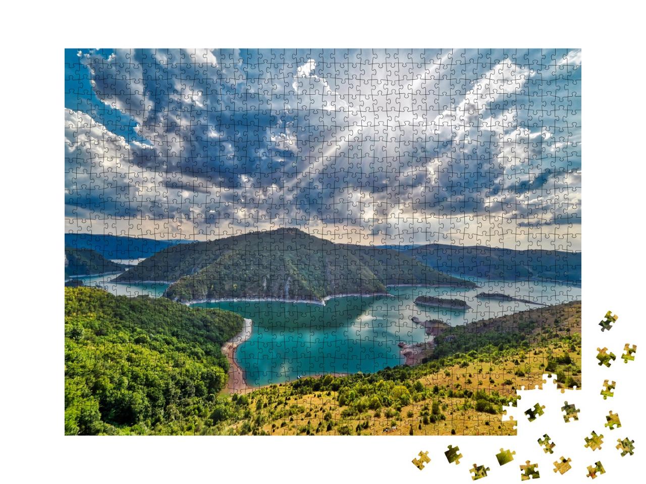 Puzzle de 1000 pièces « Point de vue sur le lac Uvac, Zlatar, Serbie »
